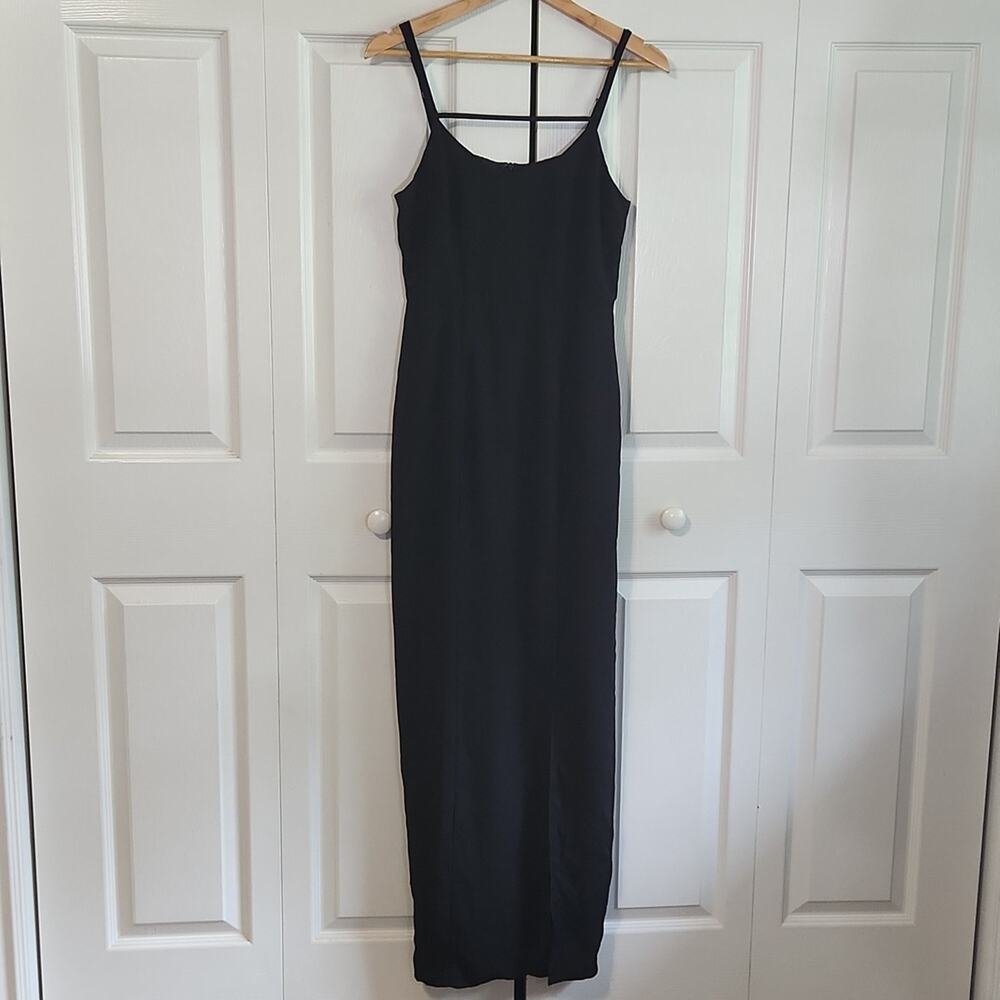 Superdown Women's Black Double Strap High Side Slit Maxi Dress Size‎ SM NWOT